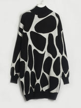 Women's Evening Party Sweater Dress Knitwear Long Sleeves Pullover High Collar Dress