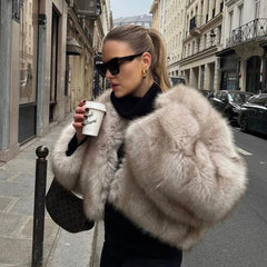Faux Fur coat khaki