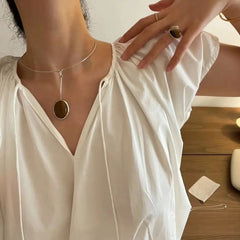 Shell Stud Earrings & Necklace Set Women Brass Natural Vintage Party Runway Jewelry Accessories