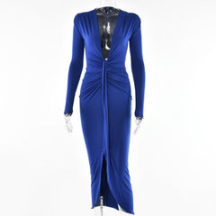 Pleated Maxi Dress Women Elegant Casual Evening Party Long Chic Fashion Dress