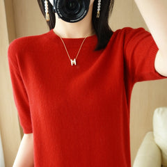 Cashmere Sweater Short-Sleeved red