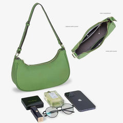 Shoulder Bag Women Genuine Leather Underarm Crescent-Shaped Purse Designer Crossbody Handbag