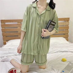 Plaid Pajama Set Women 2-Piece Shorts Top Summer Casual Loungewear Sleepwear Fashion