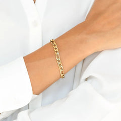 Gold Chain Bracelet Women 14K Plated Stainless Steel Herringbone Figaro Paperclip Stackable Jewelry
