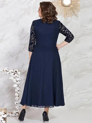 Maxi Dress Women Plus Size Sequined Lace Patchwork Elegant Wedding Party Formal Mother of Bride Dress