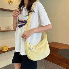 Canvas Shoulder Bag Women Solid Minimalist Multifunction Large Capacity Crossbody Teen Casual Purse