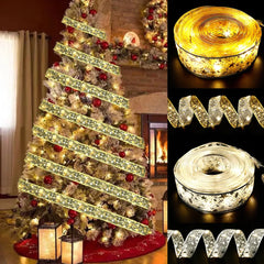 Christmas LED Ribbon Lights Tree Decoration Home Holiday Light String Ornament Xmas Decor