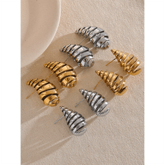 Stud Earrings Women Gold Plated Stainless Steel Water Drop Hollow Waterproof Charm Jewelry Gift