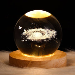 Crystal Ball 3D LED Night Light Astronomical Planets USB Rechargeable Bedside Lamp Home Decor