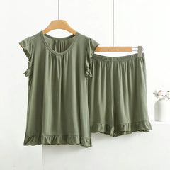 Pajama Set Women Plus Size Sleeveless Top Shorts Suit Sleepwear Nightwear Casual Comfortable Set