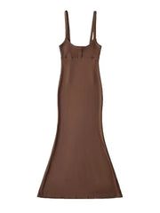 High Waist Fishtail Maxi Dress Women Long Sleeve Hip Strap Stylish Elegant Fashion Dress