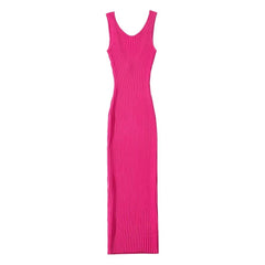 Backless Sleeveless Knit Midi Dress Women Slim Elegant 5 Colors Casual Party Fashion Dress