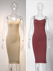Y2K Spaghetti Strap Bodycon Mini Dress Women Retro Pink Seamless Stretch Spring Summer Fashion