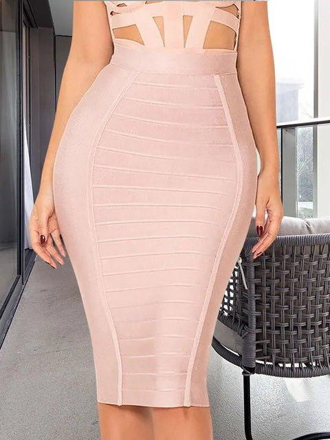 High Waist Pencil Skirt Women Stretchy Slim Fit Bandage Bodycon Midi Back Zipper Fashion Skirt
