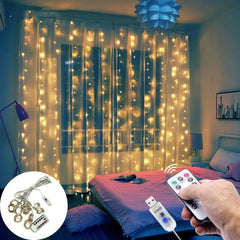 Christmas LED Curtain Lights 3M USB Fairy String 8 Modes Remote Control Home Decoration Holiday Decor