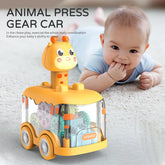 Animal Press Gear Car Children's Toy Car Pull Back Children Inertial Car Puzzle Animals Car Gift for Kids