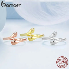 Hugging Hands Ring Women 925 Sterling Silver Platinum Plated Adjustable Love Symbol Jewelry Gift