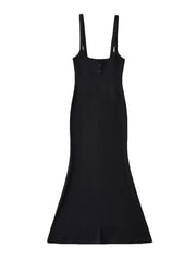 High Waist Fishtail Maxi Dress Women Long Sleeve Hip Strap Stylish Elegant Fashion Dress