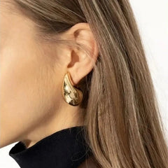 Drop Earrings Women 18K Gold Plated Chunky Dome Large Designer Inspired Fashion Jewelry Gift