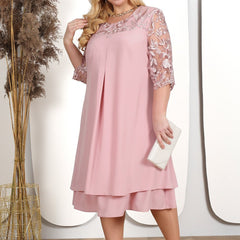 Plus Size Embroidered Chiffon Maxi Dress Women Elegant Evening Party Prom Fashion Dress