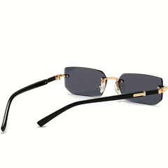 Sunglasses with black frames and dark lenses on a white background