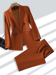 Blazer & Trouser Set Women 2-Piece Elegant Office Business Casual Chic Fashion Suit Outfit