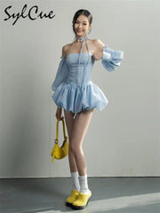 model wearing mini dress