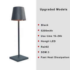 Cordless Table Lamp USB Rechargeable Waterproof Touch Switch Bedroom Hotel Living Room Restaurant