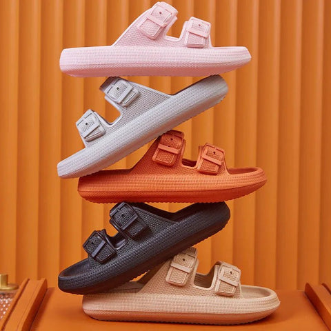 Platform Sandals Women Thick Cloud Buckle Soft Sole Pillow Slides Non-Slip Casual Summer Shoes