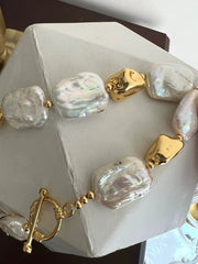 Pearl Necklace Women Brass Baroque Natural Beads Fine Jewelry Punk Designer Runway Rare Fashion Gift