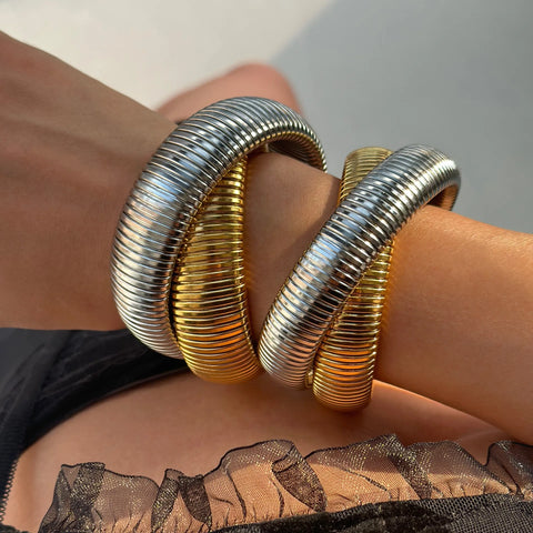 Stretch Bracelet Unisex Stainless Steel Winding Elastic Platinum Plated Fashion Jewelry Gift