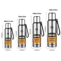 Thermos Bottle Large Capacity Stainless Steel Portable Vacuum Flask Insulated Lanyard Handle Hot Cold