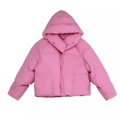 Women's Quilted Winter Jacket Fluffy Hooded Bread Down Jacket Thick Loose Short Puffer Coat Jacket