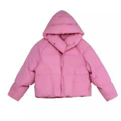 Quilted Jacket Women Fluffy Hooded Bread Down Thick Loose Short Puffer Warm Winter Coat Outerwear