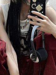 Tank Top Women Y2K Grunge Print Ribbed Knit Sleeveless Aesthetic Streetwear Spring Summer Casual Top