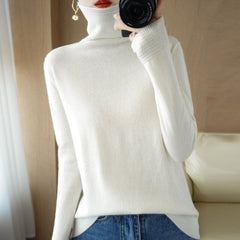 Cashmere Sweater Women Wool Blend Pile Collar Knitted Pullover Warm Elegant Winter Fashion Top
