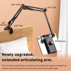Tablet Holder Stand Bed 90cm Metal Arm 360° Rotating Mount iPad Phone Bracket 4.5-11 Inch Devices