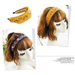 Headband Women Bright Silk Wide Embroidered Flower Crown Hairband Girls Hair Accessories Fashion