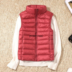 puffer vest red