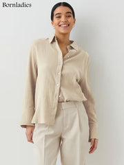 Fashionable Long Sleeve Loose Cotton Shirts for Women