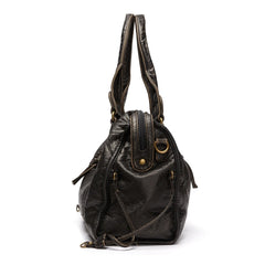 Large Capacity Tote Bag Women Italian Style Soft PU Leather Vintage Washed Shoulder Handbag Purse