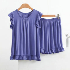 Pajama Set Women Plus Size Sleeveless Top Shorts Suit Sleepwear Nightwear Casual Comfortable Set