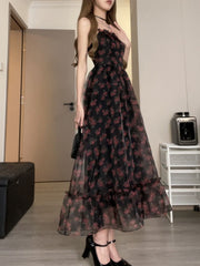 Floral Party Dress Women Night Rose Sleeveless Elegant Cocktail Mini Maxi Casual Fashion