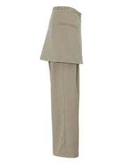 High Waist Wide Leg Pants Women Spliced Irregular Long Wrap Skirt Loose Fit Casual Fashion Trousers