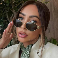 Sunglasses Unisex Oval Trendy Metal Frame Luxury Classic Vintage Shades Fashion Eyewear