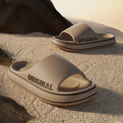 Sandals Unisex Beach Slides Solid Color Thick Sole Anti-Slip Indoor Outdoor Bathroom Summer Slippers