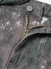Mini Skirt Women High Waist A-Line Patchwork Lace-Up Camouflage Denim Short Casual Street Style