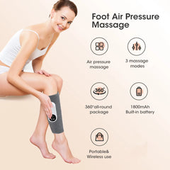 Electric Leg Massager USB Rechargeable Air Compression Massager with 3 Massage Modes Calf Thigh And Knee 360° All-Round