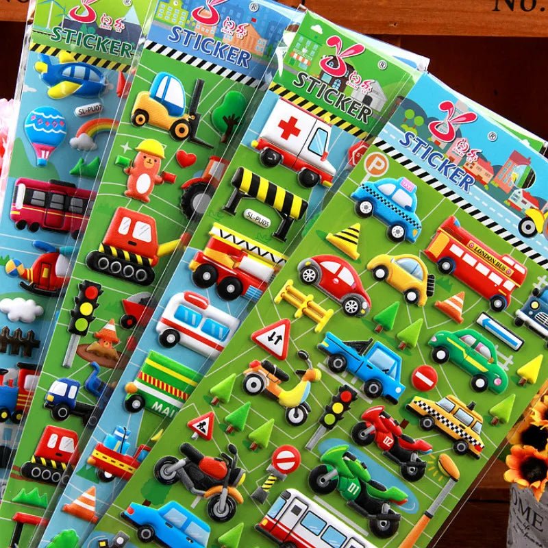 3D Bubble Stickers - vehicle theme