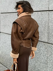 PU Leather Women's Jacket brown